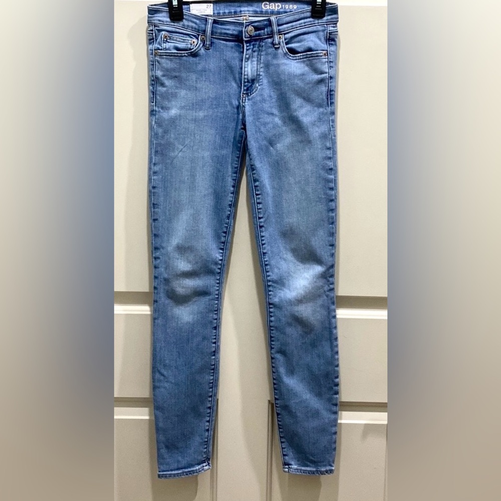 Gap 1969 Resolution Blue SZ 27 Hipster Preppy Classic Denim Hybrid Legging Jeans